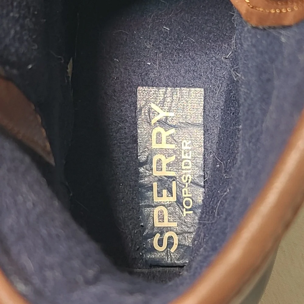 Sperry Saltwater Duck Boots Girls US 4 Navy Brown Waterproof Lace‎ Up Winter